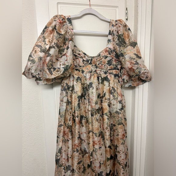 Worth Collective Harlow Maxi Dress in Champagne Floral Size Small Corset Smocked - Picture 5 of 14